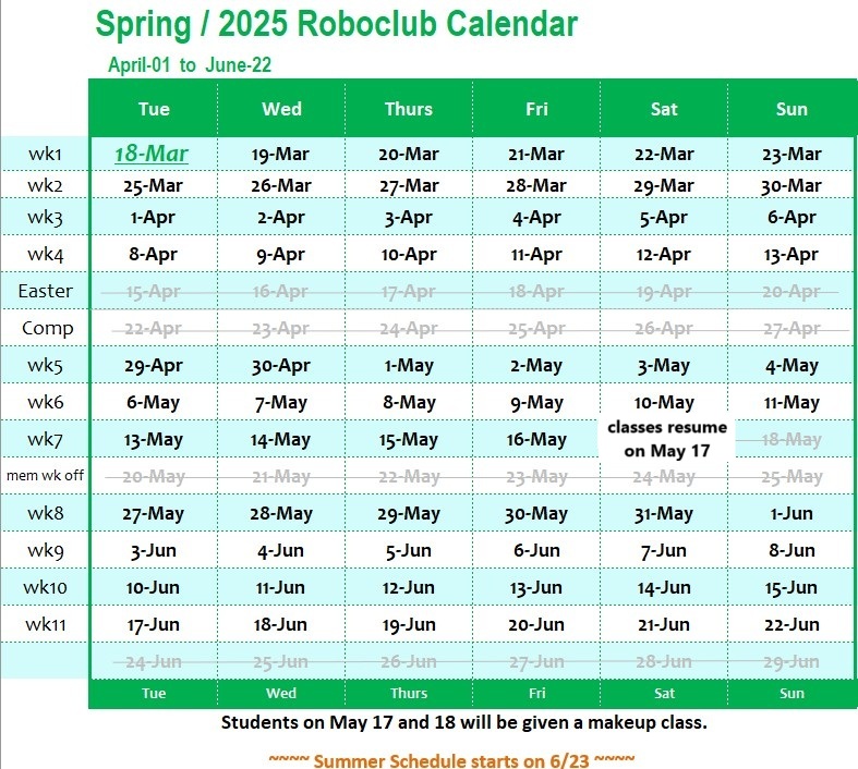 Spring Calendar